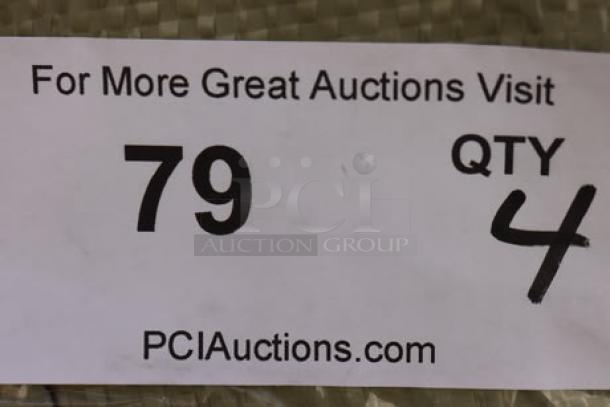 Flash Furniture FD-STK-DOLLY-GG chair dolly, brand new, units out of packaging, quantity 4. Auction lot label visible.