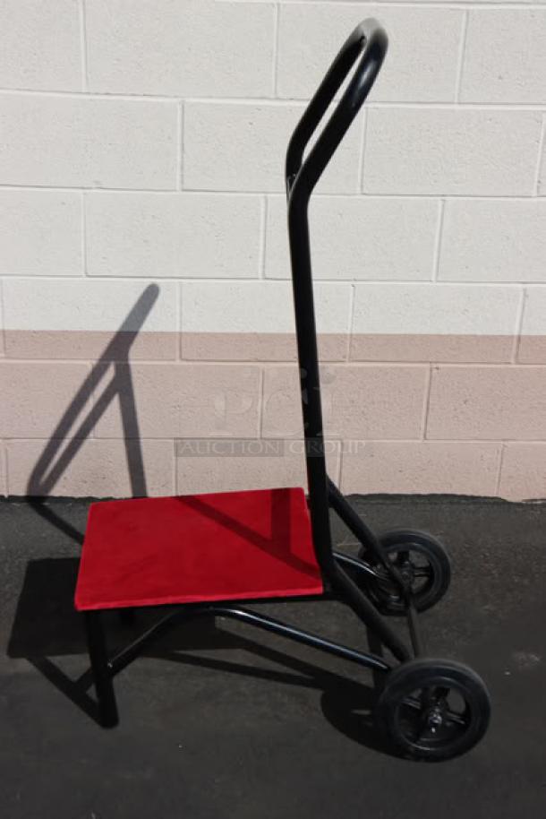 Flash Furniture FD-STK-DOLLY-GG stacking chair dolly, brand new, two wheels, red seat, without original packaging.