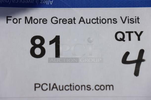 Alt text: Auction label showing item number 81 and quantity 4 from PCIAuctions.com.