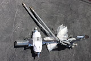 Chicago Faucets 930-VR317XKCP lab faucet, deck-mounted, includes 6 1/8" rigid gooseneck spout, 4" wristblade handles, brand new.