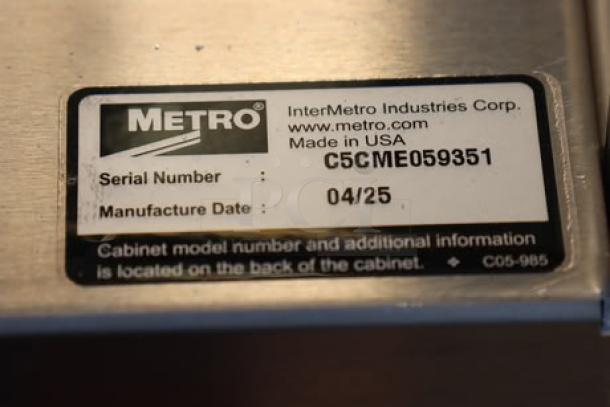 Metro C519-CFC-4 cabinet label showing serial number C5CME059351, manufactured in the USA, dated 04/25.