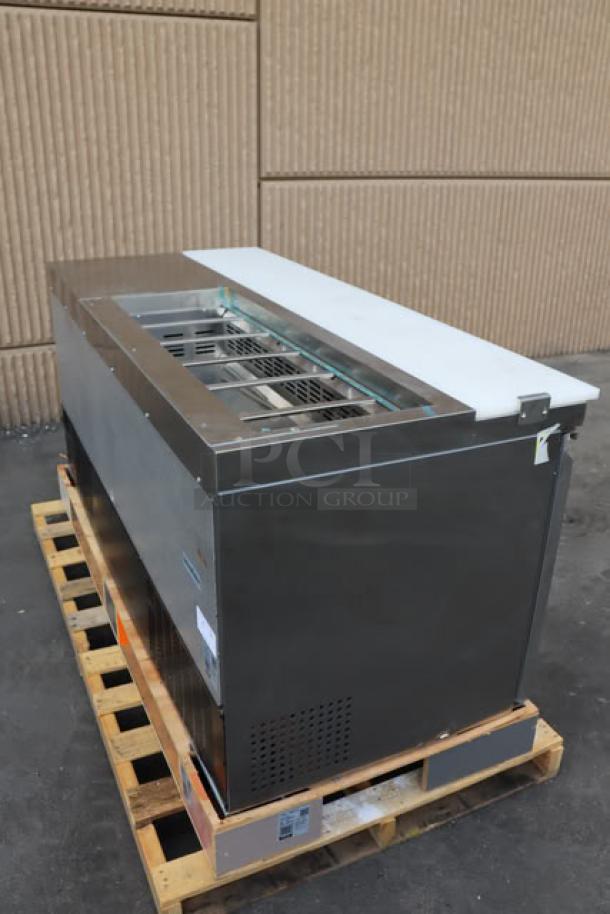 Brand new Avantco SS-PT-71-12-HC 70" 3-door stainless steel refrigerated sandwich prep table with workstation, model 178sspt7112.