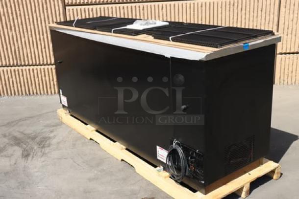 True TBB-4G-HC-LD Black Glass Door Back Bar Refrigerator, broken right glass pane, LED lighting. Model: TBB-4G-HC-LD.