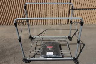 Rubbermaid® 1881750 Laundry Cart, 8 Bushel, collapsible, metal frame, vinyl bag included, on casters, new condition.