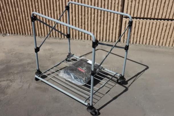 Rubbermaid® 1881750 Laundry Cart, 8-bushel collapsible X-Cart with vinyl bag, on casters, brand new, no original packaging.
