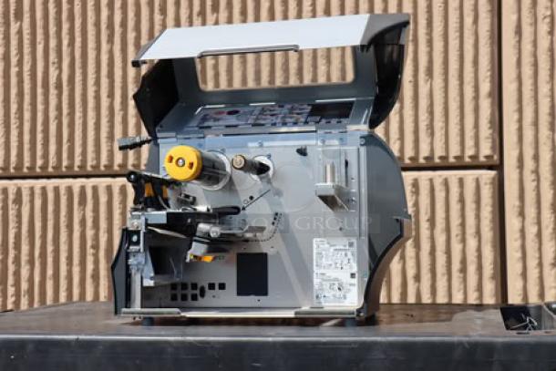 Zebra ZT411 Industrial Barcode Printer ZT41142-T410000Z, excellent condition, open design for maintenance access, serial number visible.