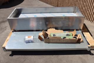 BRAND NEW Scratch-N-Dent Eagle Group PCP-4 ice-cooled cold food table, 63.5", unassembled, with galvanized undershelf.