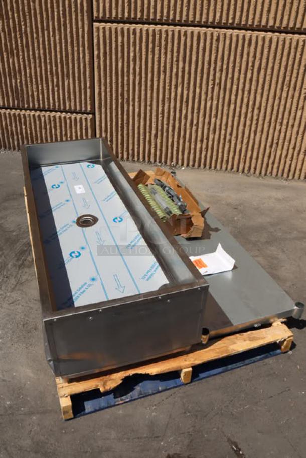 Brand new Eagle Group PCP-4 ice-cooled cold food table, 63.5&quot;, with galvanized undershelf, unassembled, on pallet.