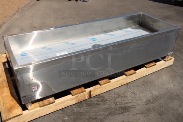 Brand new Eagle Group PCP-4 63.5&quot; mobile ice-cooled cold food table with galvanized undershelf, unassembled on pallet.