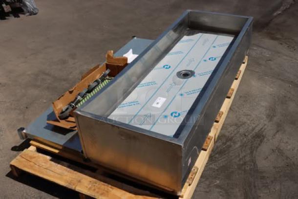 BRAND NEW Eagle Group PCP-4 mobile ice-cooled cold food table, un-assembled, galvanized undershelf, 63.5&quot;, S/N: 2412990272.