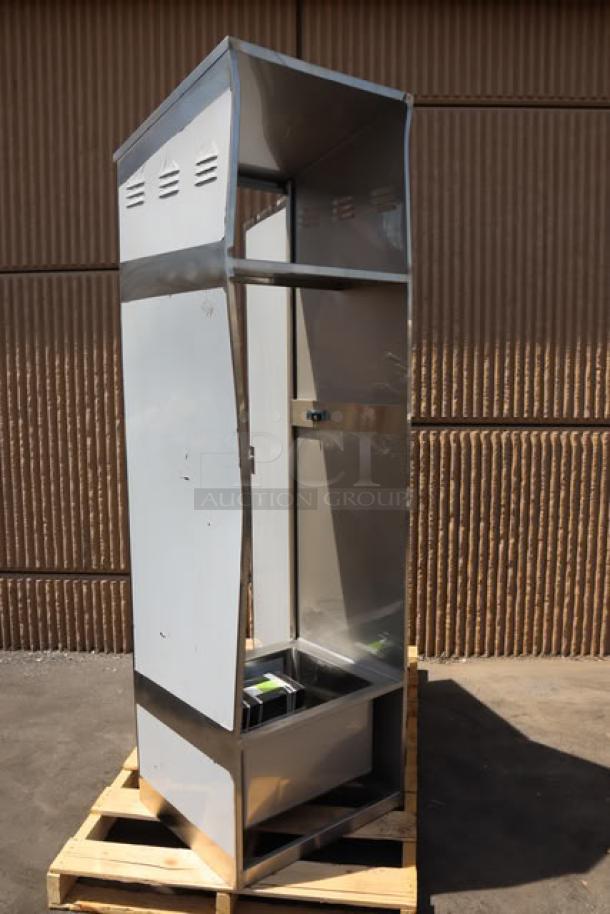 Brand new Regency 600SMC25SD stainless steel mop sink cabinet, 25 1/4"x22 5/8"x84", includes 8" faucet, slight dents.