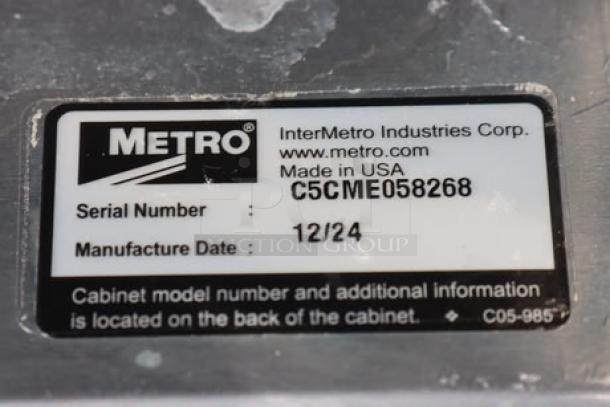 Label on Metro C515-CFC-4 cabinet, showing Serial Number C5CME058268, made in USA with manufacture date 12/24.