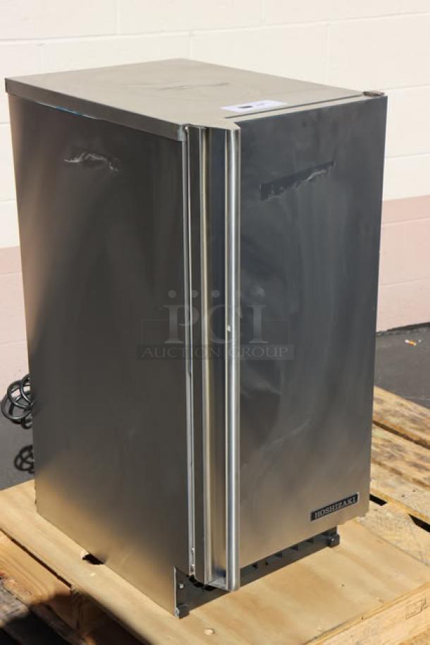 Brand new Hoshizaki AM-50BAJ ice machine, air-cooled, undercounter model, 51 lb capacity, 115 volts, minor packaging wear.