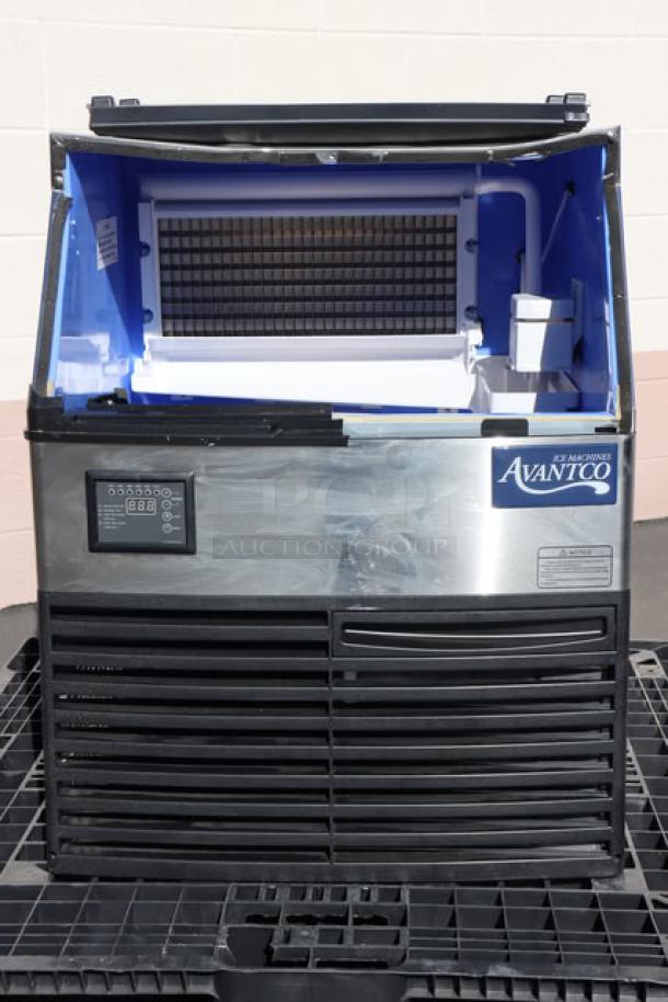 Hoshizaki AM-50BAJ ice machine, 51 lb. capacity, air-cooled, undercounter model. Dented top, door frame and mounts may be damaged.