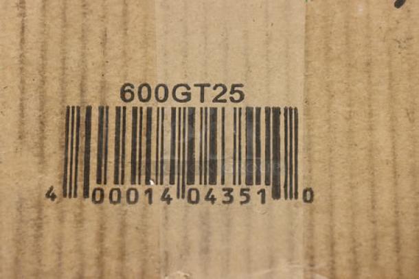 Regency 600GT25 grease trap barcode showing model number. Packaging is ripped and torn.