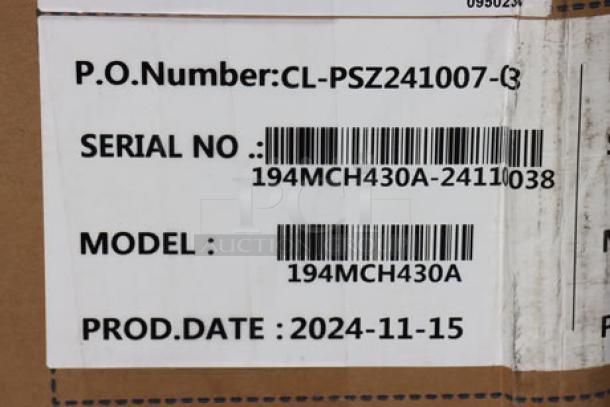 Brand new Avantco MC-H-430-A ice machine box, 30" air-cooled, 400 lb capacity. Serial: 194MCH430A-24110038.
