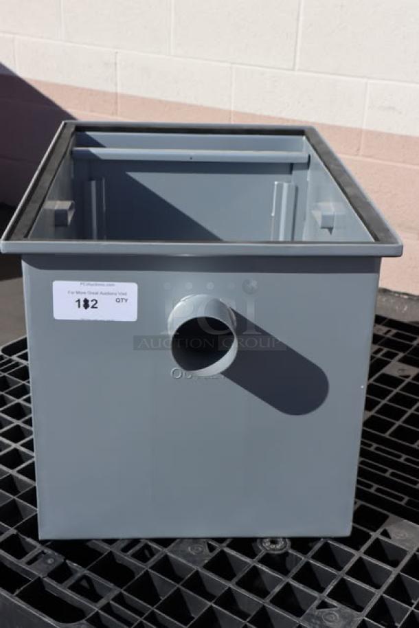 Brand new Regency Grease Trap with 3" nozzle. Lid missing, may lack other small parts. Model: Grease Trap.