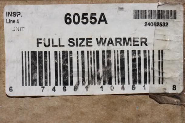 Nemco 6055A 12"x20" countertop food warmer, 120V, 1200W, S/N: 24062532 label. New with possible cosmetic scratches.