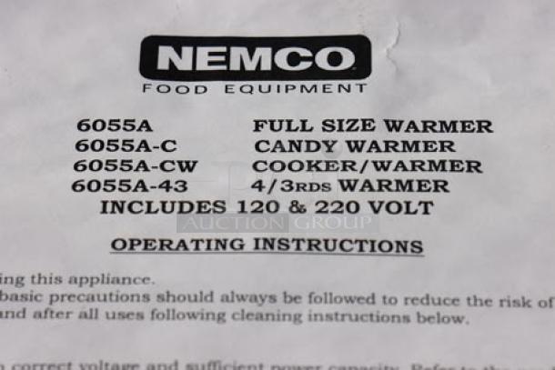 Nemco 6055A full size countertop food warmer. Brand new, may have minor cosmetic scratches. Includes operating instructions.