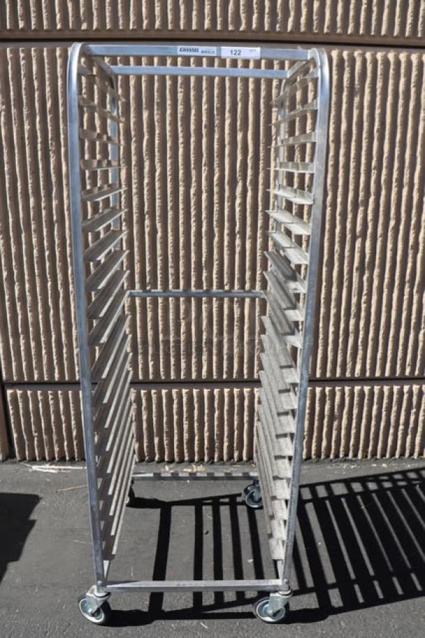 Channel SSPR-3S stainless steel steam table pan rack, 38-pan side load, assembled, minor bend visible, brand new.