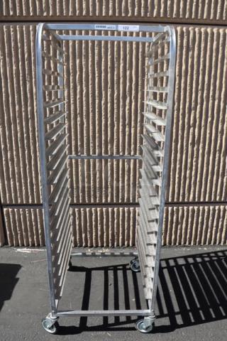 Channel SSPR-3S stainless steel steam table pan rack, 38-pan side load, assembled, minor bend visible, brand new.