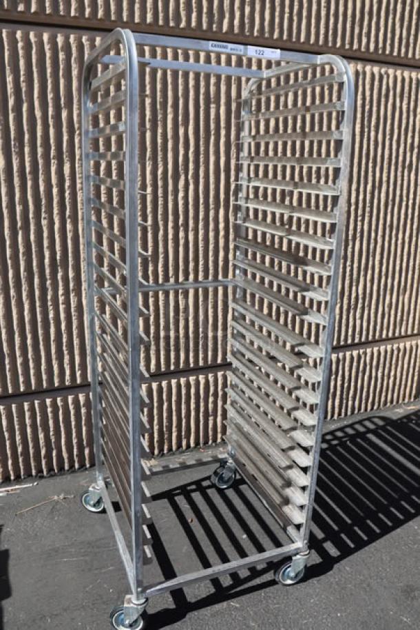 Brand new Channel SSPR-3S side load stainless steel steam table pan rack with 38 slots; unit has a visible bend.