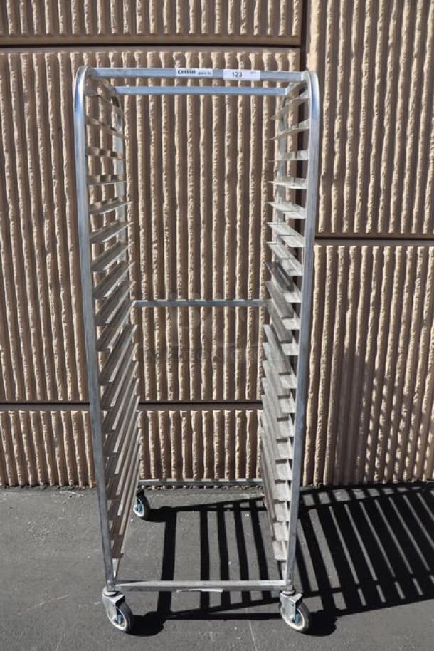 Brand new Channel SSPR-3S side load steam table pan rack, 38 pan capacity. Bend visible, stainless steel construction.