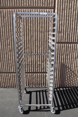 Brand new Channel SSPR-3S side load steam table pan rack, 38 pan capacity. Bend visible, stainless steel construction.