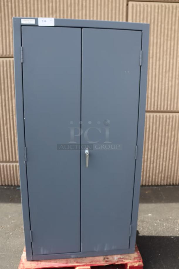 Brand new Durham Mfg 36" x 24" x 84" steel storage cabinet, model 2500-4S-95, with 4 shelves; minor scratches.