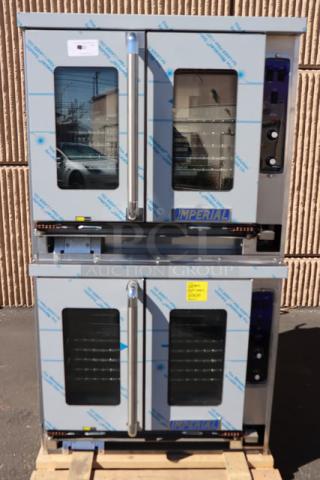 BRAND NEW Imperial Range PCVE-2 double-deck electric convection oven, two-speed motor, slight scratches, 208V, 22kW, S/N 12259824.