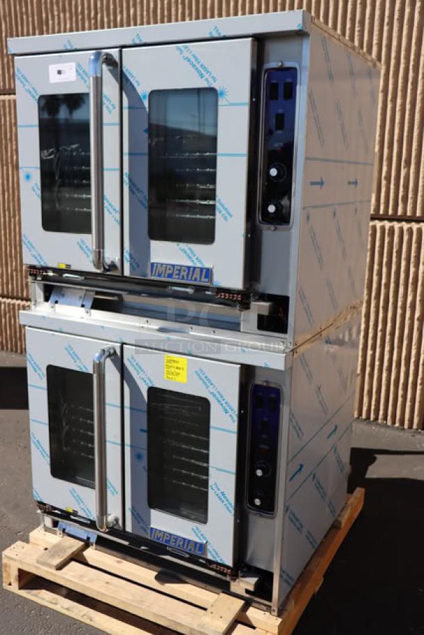 BRAND NEW Imperial Range PCVE-2 double-deck electric convection oven. Features two-speed motor, 208V, minor scratches and dents.