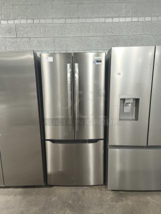 NEW Frigidaire Gallery French Door Refrigerator, 20 cu ft, model GRFN2023AF00, in stainless steel finish.
