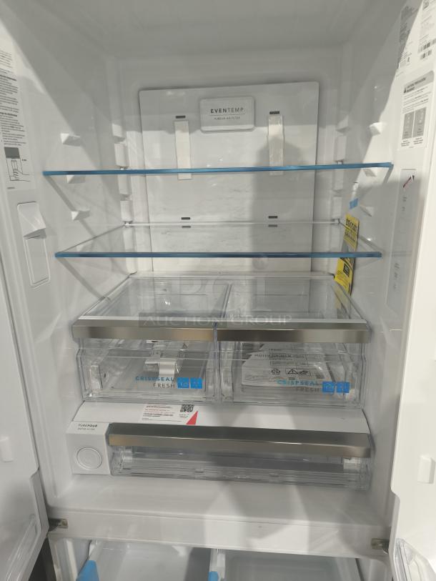 NEW Frigidaire Gallery French Door Refrigerator, model GRFN2023AF00, 20 cu ft, shelves, crispers, PureAir filter.