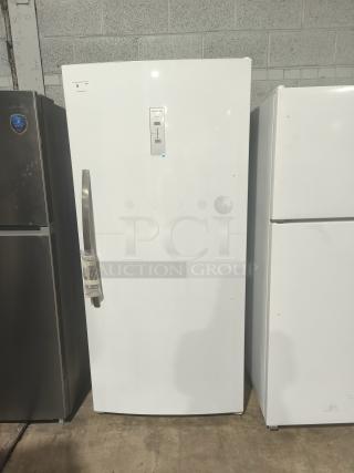 Frigidaire 20 cu ft Garage-Ready Upright Freezer, model FFUE2024AW, new condition, control panel, energy-efficient.