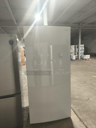 Frigidaire 20 cu. ft. Garage-Ready Upright Freezer, model FRUF2020AW, new condition, white finish, in warehouse.