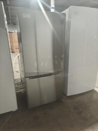 NEW Midea 18.7 cu. ft. Bottom-Mount Freezer Refrigerator, Model MRB19B7AST, stainless steel, excellent condition, energy-saving.