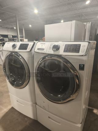 Samsung 4.5 cu ft Smart Front-Load Washer, model WF45H6300AW/A2, in good condition with digital controls and large capacity.