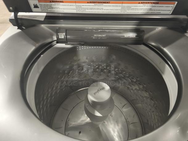 Whirlpool 4.7 cu ft top-load washer, model WTW5105HC2, with pretreat station, tested and working, internal view.