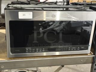 BRAND NEW SCRATCH AND DENT - GE Profile 2.1 cu ft Over-the-Range Sensor Microwave Oven, Model PVM9005SJ8SS, stainless steel finish, minor paint blemishes.