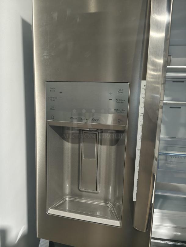 Frigidaire Gallery 21.5 cu ft counter-depth 4-door French door refrigerator, model GRMC2273CF04, with water and ice dispenser. Brand new condition.