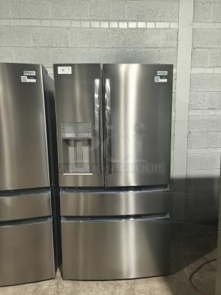 Frigidaire Gallery 21.5 cu ft counter-depth refrigerator, model GRMC2273CF04, stainless steel, new condition, with water dispenser.