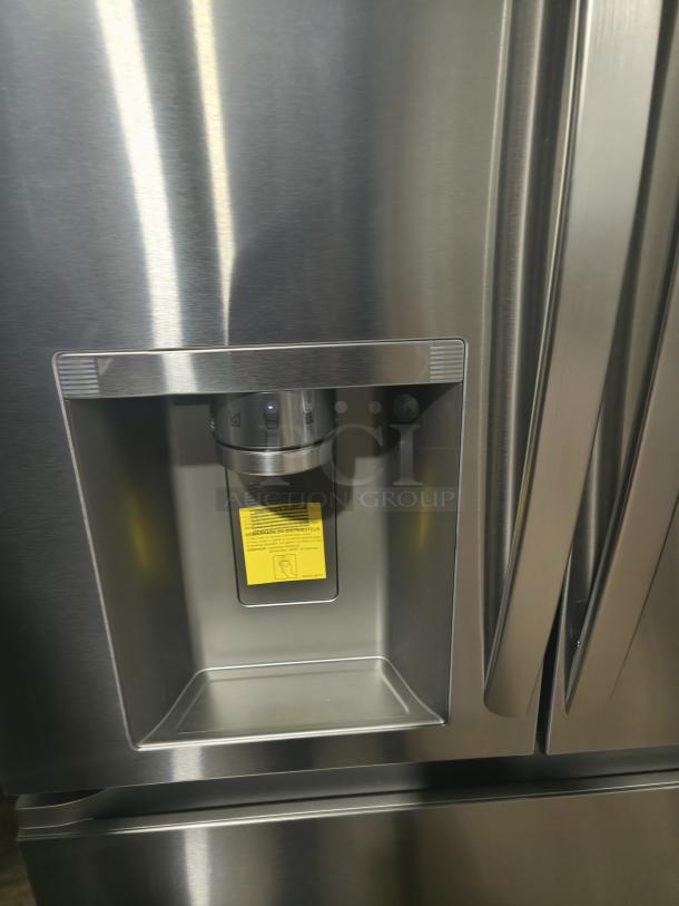 LG LF24Z6530S French Door Refrigerator, stainless steel, counter-depth, 3-door, new condition, water dispenser shown.