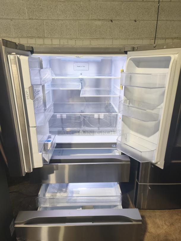 LG Counter-Depth MAX™ French Door Refrigerator, model LF24Z6530S/00, new, 3-door layout, stainless steel, spacious interior.
