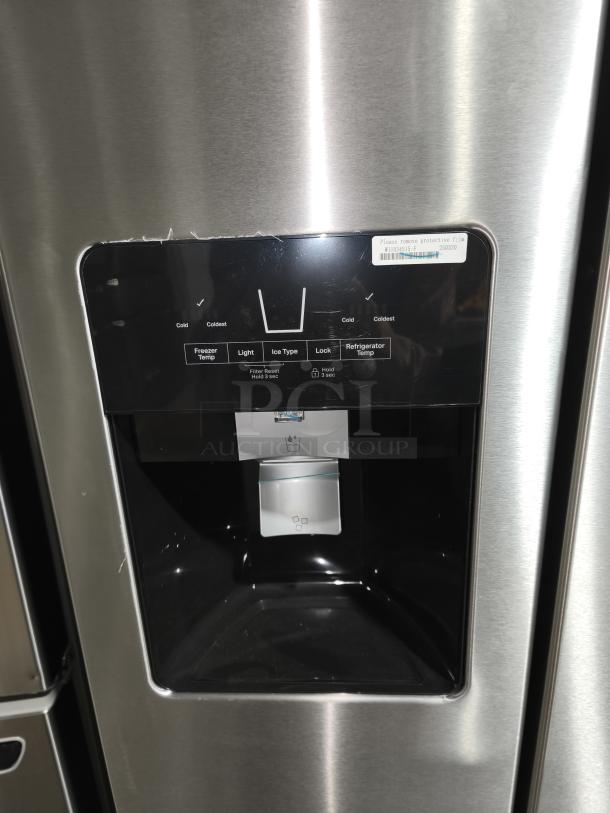 Whirlpool 33-inch side-by-side refrigerator, model WRS321SDHZ13, fingerprint-resistant stainless steel, 21.4 cu ft. New condition.