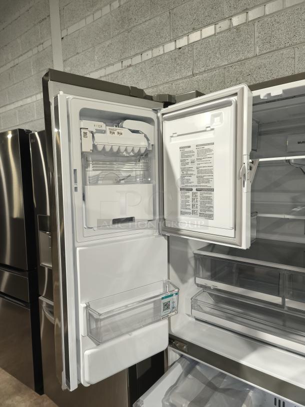 LG 28 cu ft Smart French Door Refrigerator, model LRFS28XBS/05. New condition, ice and water dispenser, spacious interior.