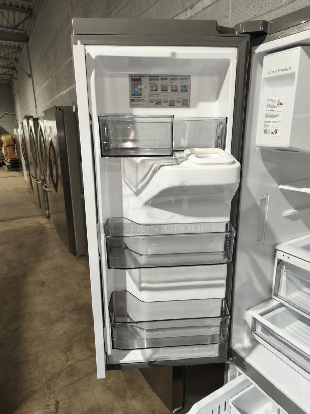 Midea 29 cu. ft. French Door Refrigerator, model MRF29D9BST, new condition. Features OneTouch AutoFill™ and multiple storage compartments.