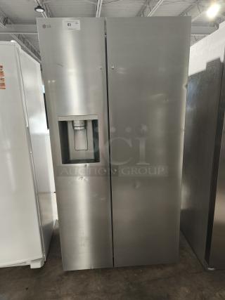 NEW LG 27 cu. ft. side-by-side refrigerator, model LL27T3530S/00, with smooth touch ice and water dispenser.