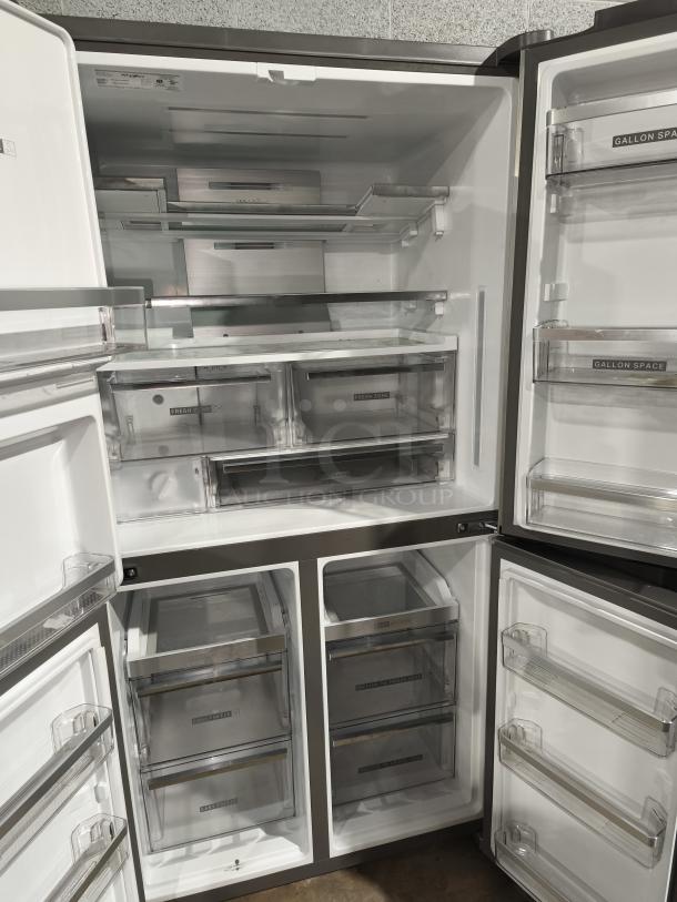 Whirlpool 36-inch counter depth 4-door refrigerator, model WRQC7836RZ, new condition, with in-door ice and water.