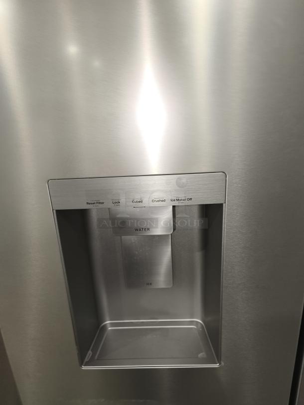 Whirlpool 36-Inch French Door Refrigerator WRFF3536SZ with in-door water and ice dispenser, new condition.