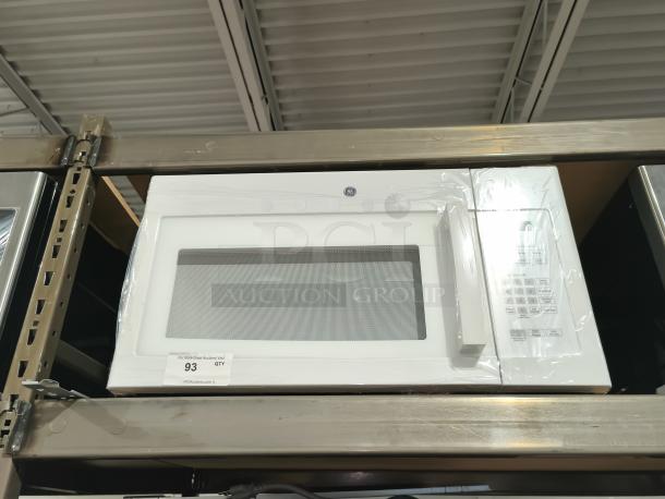 NEW GE 1.6 cu ft Over-the-Range Microwave Oven, model JVM3160DF9WW, in unopened packaging, white finish.